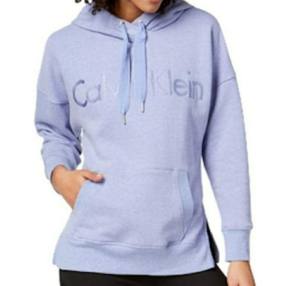 Calvin Klein Tops - Calvin Klein Blue Embroidered Hoodie Sz. Small